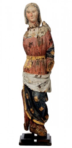 Grande Madone en bois polychrome, Italie XIVe siècle